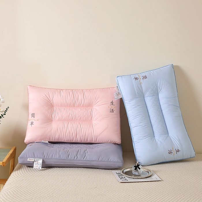 91家纺网 家纺一手货源 找家纺 云熙枕业 2025新款简单生活护颈枕  枕头枕芯 灰色高枕/对