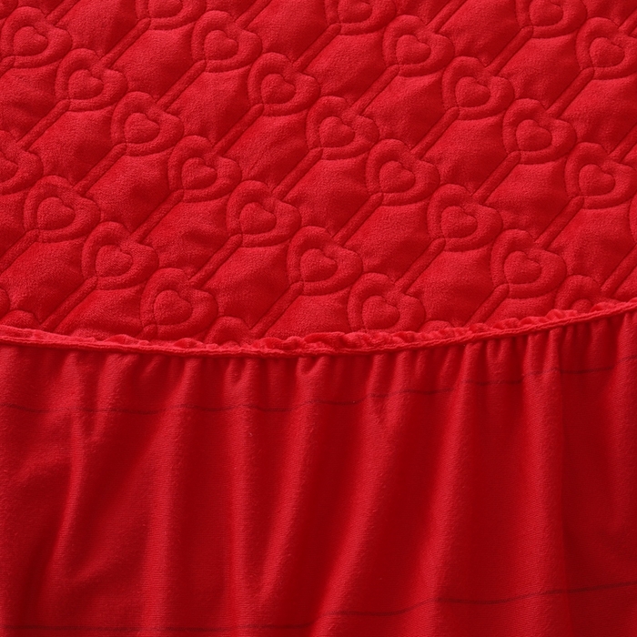 91家纺网 家纺一手货源 找家纺 怡源梦  2025新款夹棉床笠-甜心公主系列 大红色