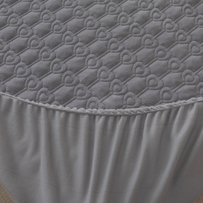 91家纺网 家纺一手货源 找家纺 怡源梦  2025新款夹棉床笠-甜心公主系列 灰色