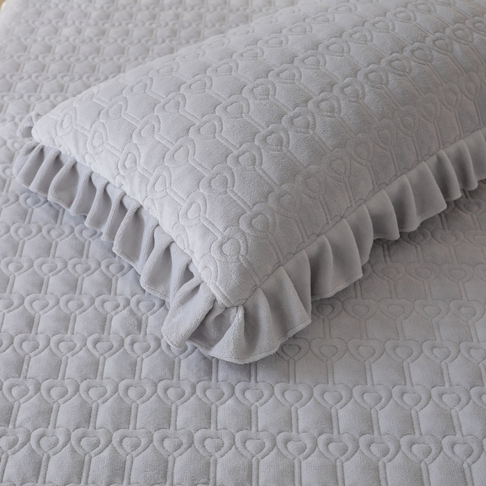 91家纺网 家纺一手货源 找家纺 怡源梦  2025新款夹棉床笠-甜心公主系列 灰色