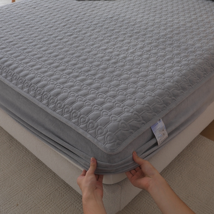 91家纺网 家纺一手货源 找家纺 怡源梦  2025新款夹棉床笠-甜心公主系列 灰色