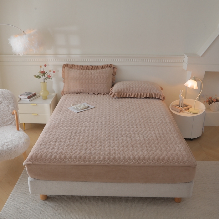 怡源梦  2025新款夹棉床笠-甜心公主系列 咖色