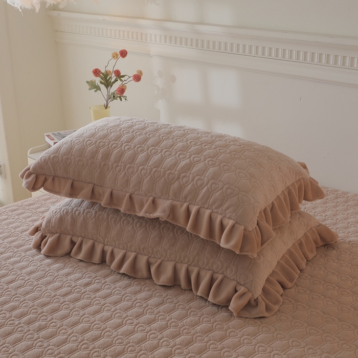 91家纺网 家纺一手货源 找家纺 怡源梦  2025新款夹棉床笠-甜心公主系列 咖色