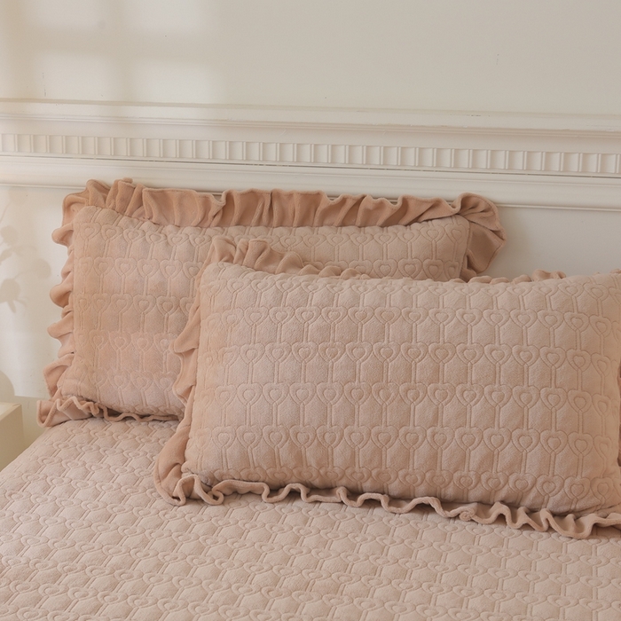 91家纺网 家纺一手货源 找家纺 怡源梦  2025新款夹棉床笠-甜心公主系列 咖色