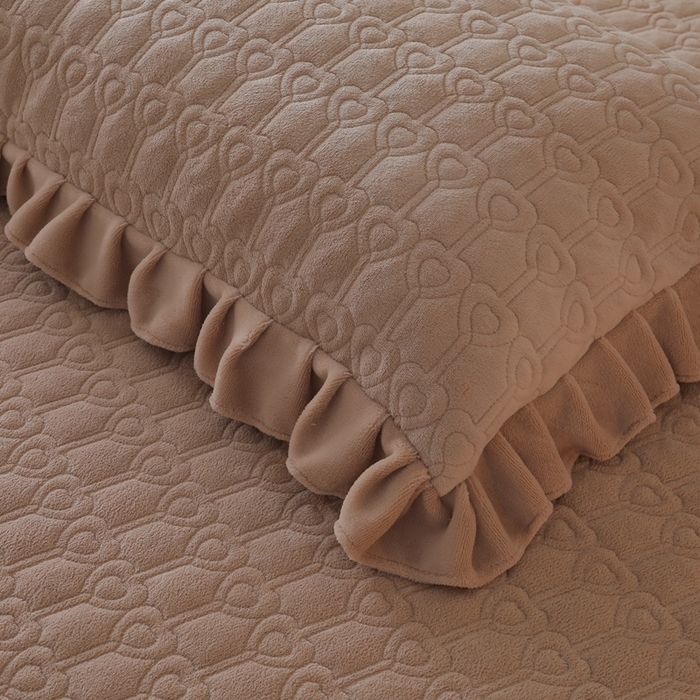 91家纺网 家纺一手货源 找家纺 怡源梦  2025新款夹棉床笠-甜心公主系列 咖色