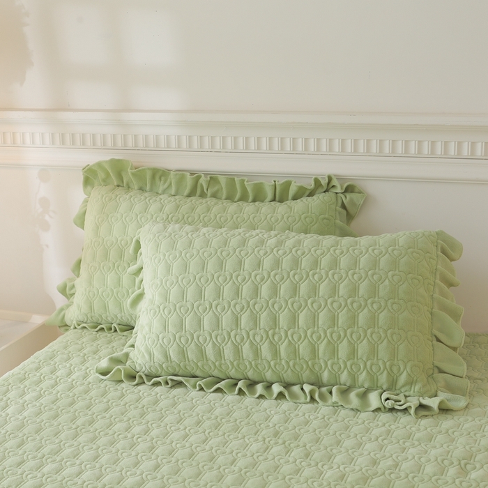 91家纺网 家纺一手货源 找家纺 怡源梦  2025新款夹棉床笠-甜心公主系列 绿色