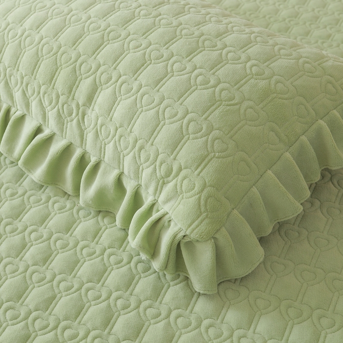 91家纺网 家纺一手货源 找家纺 怡源梦  2025新款夹棉床笠-甜心公主系列 绿色