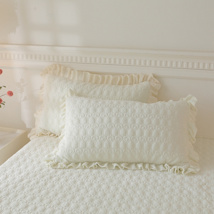 91家纺网 家纺一手货源 找家纺 怡源梦  2025新款夹棉床笠-甜心公主系列 米白色