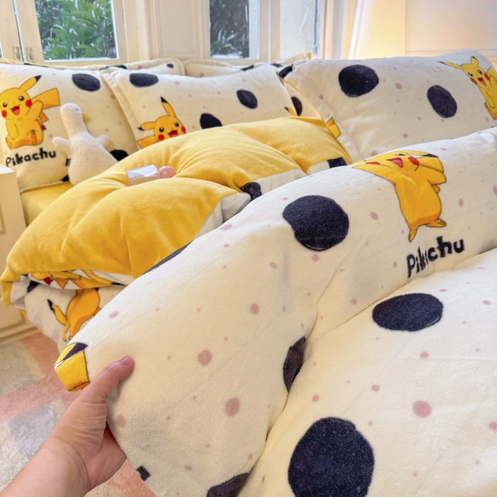 91家纺网 家纺一手货源 找家纺 （总）徕米家居 2025新款双面牛奶绒卡通印花四件套