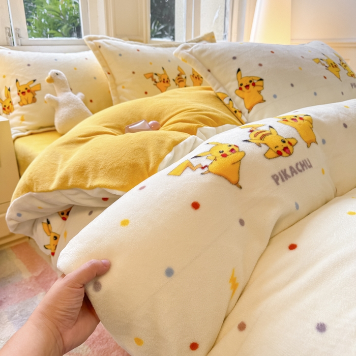 91家纺网 家纺一手货源 找家纺 （总）徕米家居 2025新款双面牛奶绒卡通印花四件套