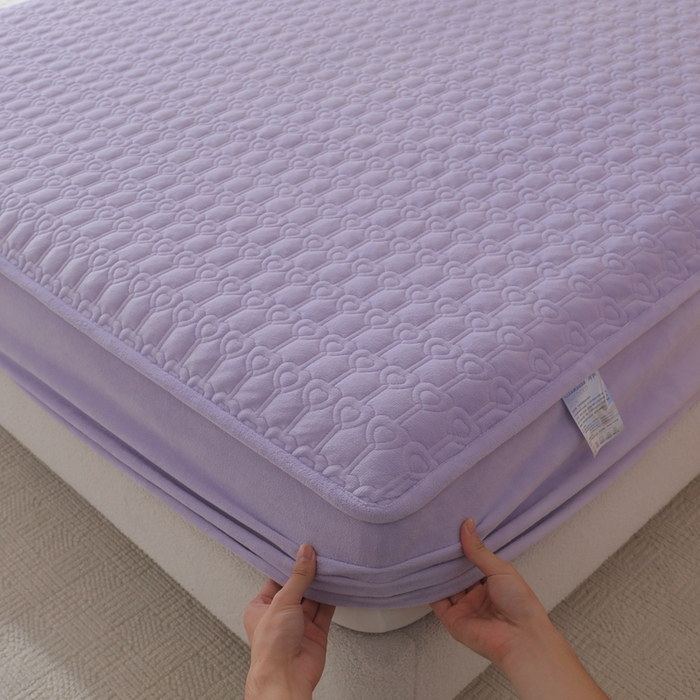 91家纺网 家纺一手货源 找家纺 怡源梦  2025新款夹棉床笠-甜心公主系列 紫色