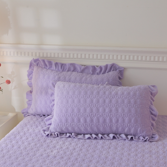 91家纺网 家纺一手货源 找家纺 怡源梦  2025新款夹棉床笠-甜心公主系列 紫色