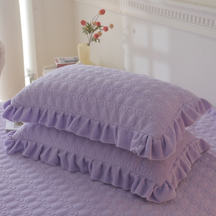 91家纺网 家纺一手货源 找家纺 怡源梦  2025新款夹棉床笠-甜心公主系列 紫色