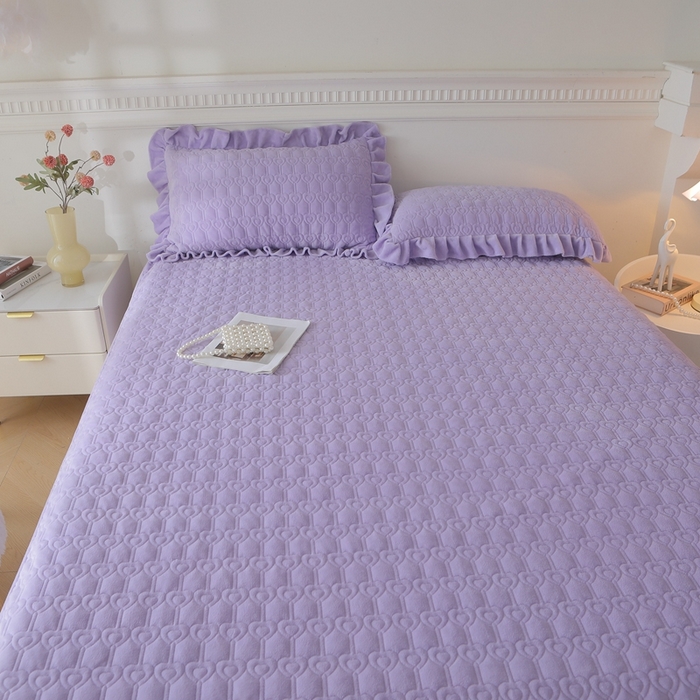 91家纺网 家纺一手货源 找家纺 怡源梦  2025新款夹棉床笠-甜心公主系列 紫色