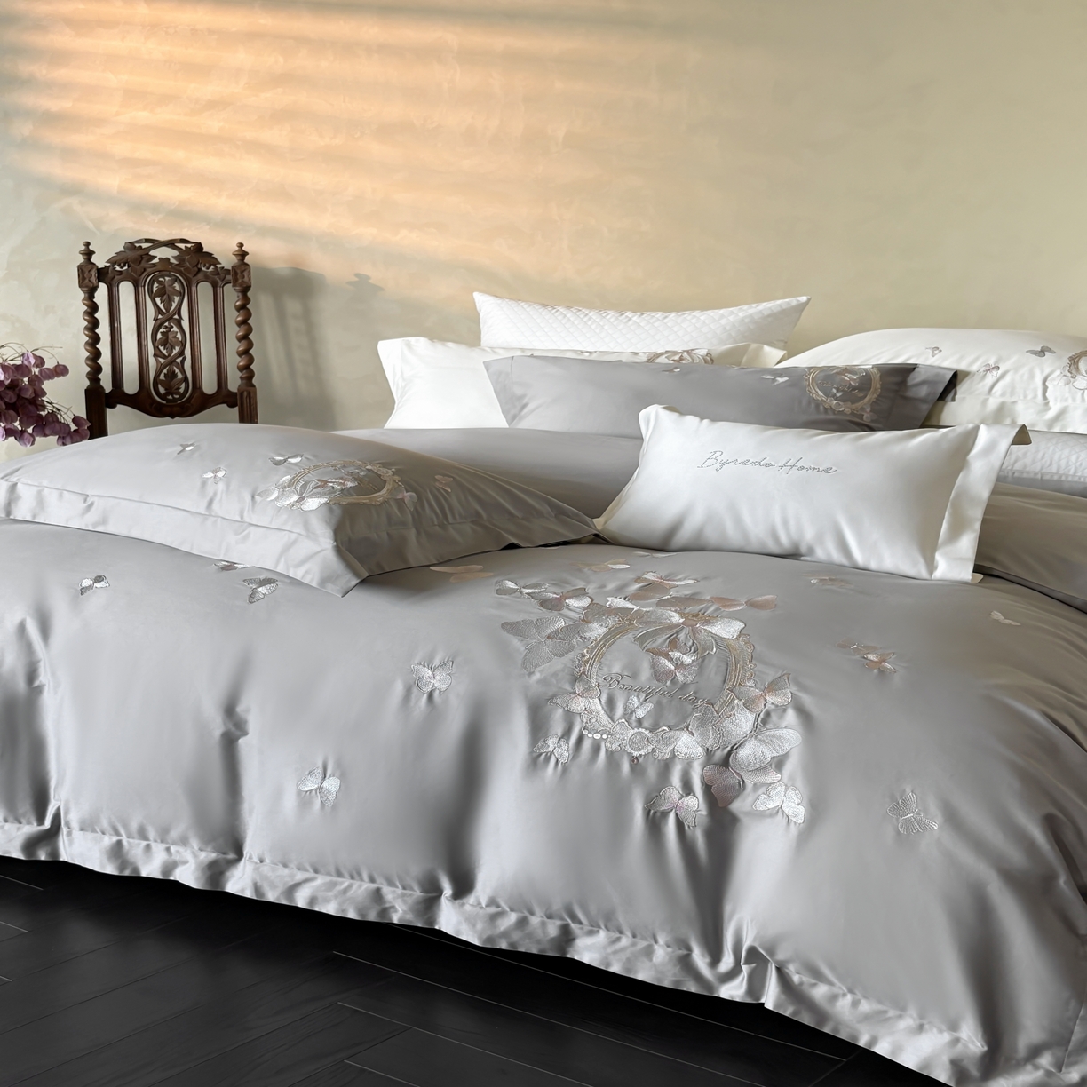 91家纺网 家纺一手货源 找家纺 馨蕊家居 2025新款四件套-花棠新 棉花棠-高级灰