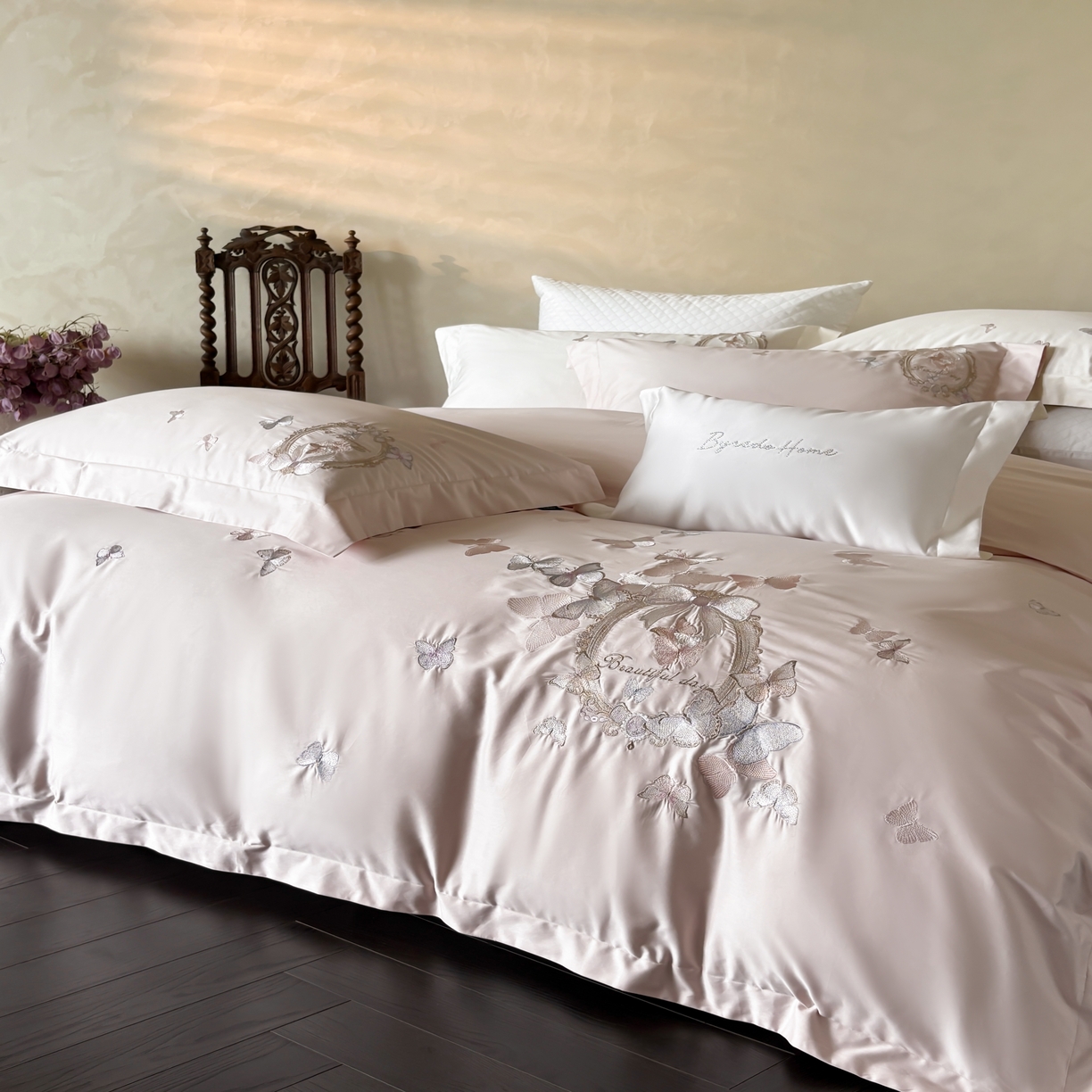 91家纺网 家纺一手货源 找家纺 馨蕊家居 2025新款四件套-花棠新 棉花棠-蔷薇粉