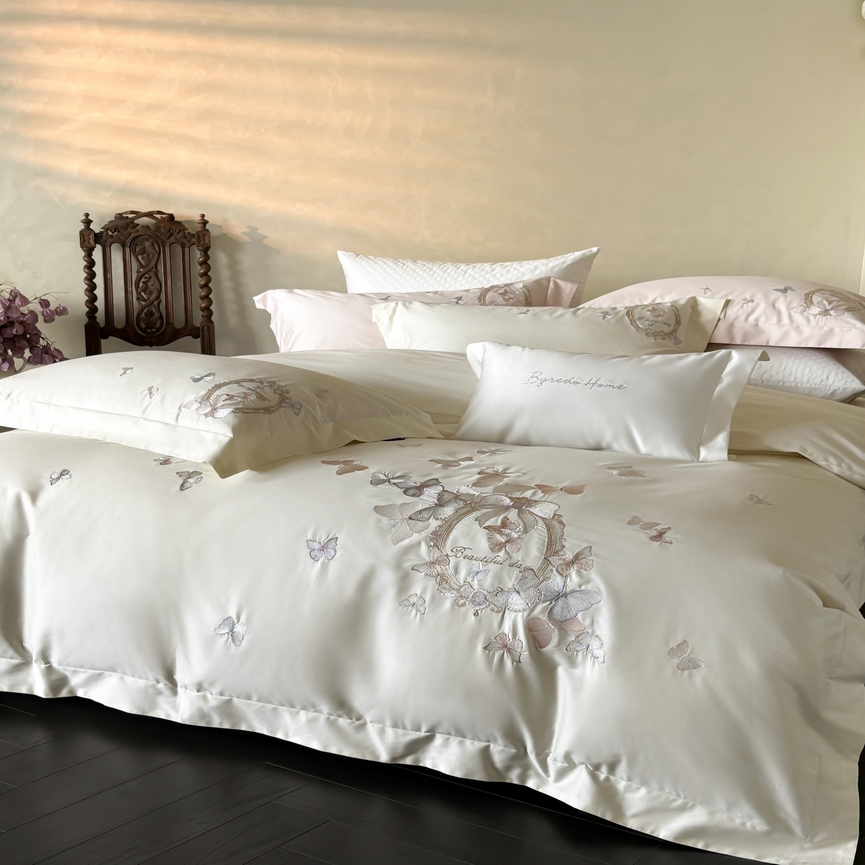 91家纺网 家纺一手货源 找家纺 馨蕊家居 2025新款四件套-花棠新 棉花棠-月光白