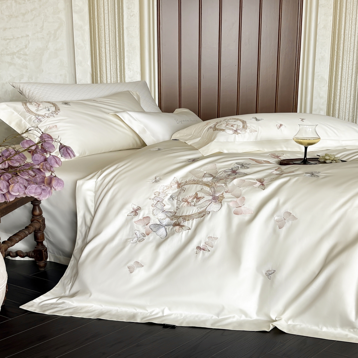 91家纺网 家纺一手货源 找家纺 馨蕊家居 2025新款四件套-花棠新 棉花棠-月光白