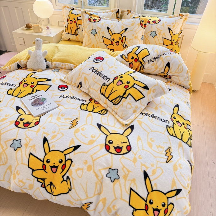 91家纺网 家纺一手货源 找家纺 （总）徕米家居 2025新款双面牛奶绒卡通印花四件套