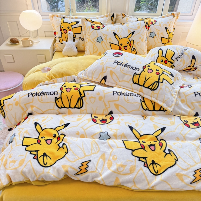 91家纺网 家纺一手货源 找家纺 （总）徕米家居 2025新款双面牛奶绒卡通印花四件套