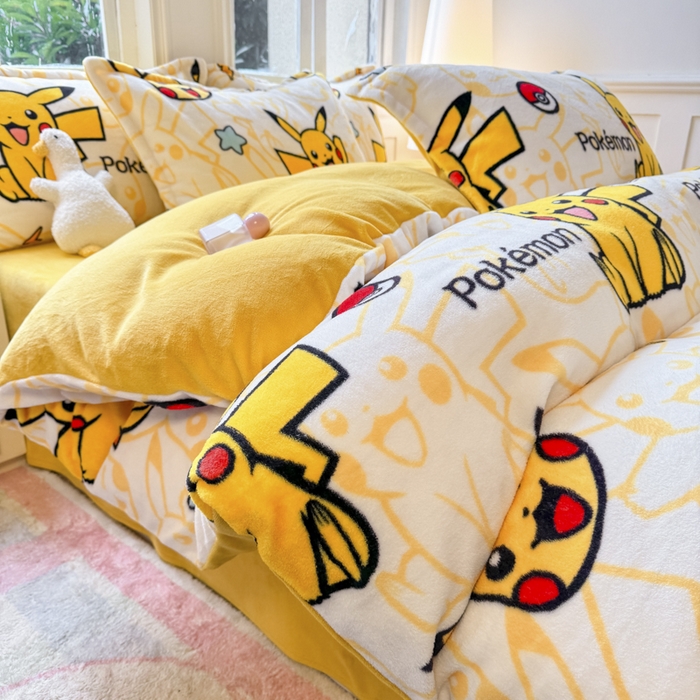 91家纺网 家纺一手货源 找家纺 （总）徕米家居 2025新款双面牛奶绒卡通印花四件套