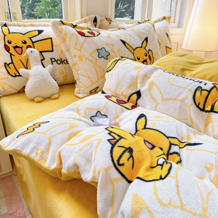 91家纺网 家纺一手货源 找家纺 （总）徕米家居 2025新款双面牛奶绒卡通印花四件套