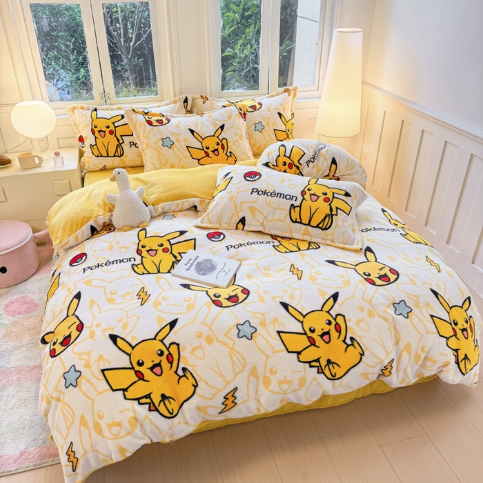 91家纺网 家纺一手货源 找家纺 （总）徕米家居 2025新款双面牛奶绒卡通印花四件套