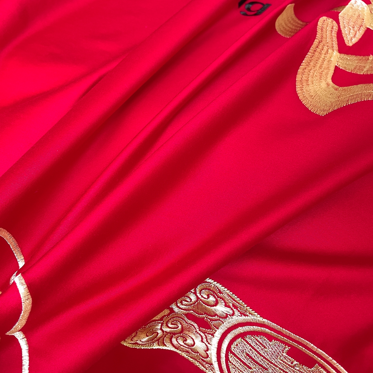 91家纺网 家纺一手货源 找家纺 玉雅家纺 2025新款100支长绒棉刺绣婚庆床单单件绣花三件套 长绒棉床单-喜上加喜