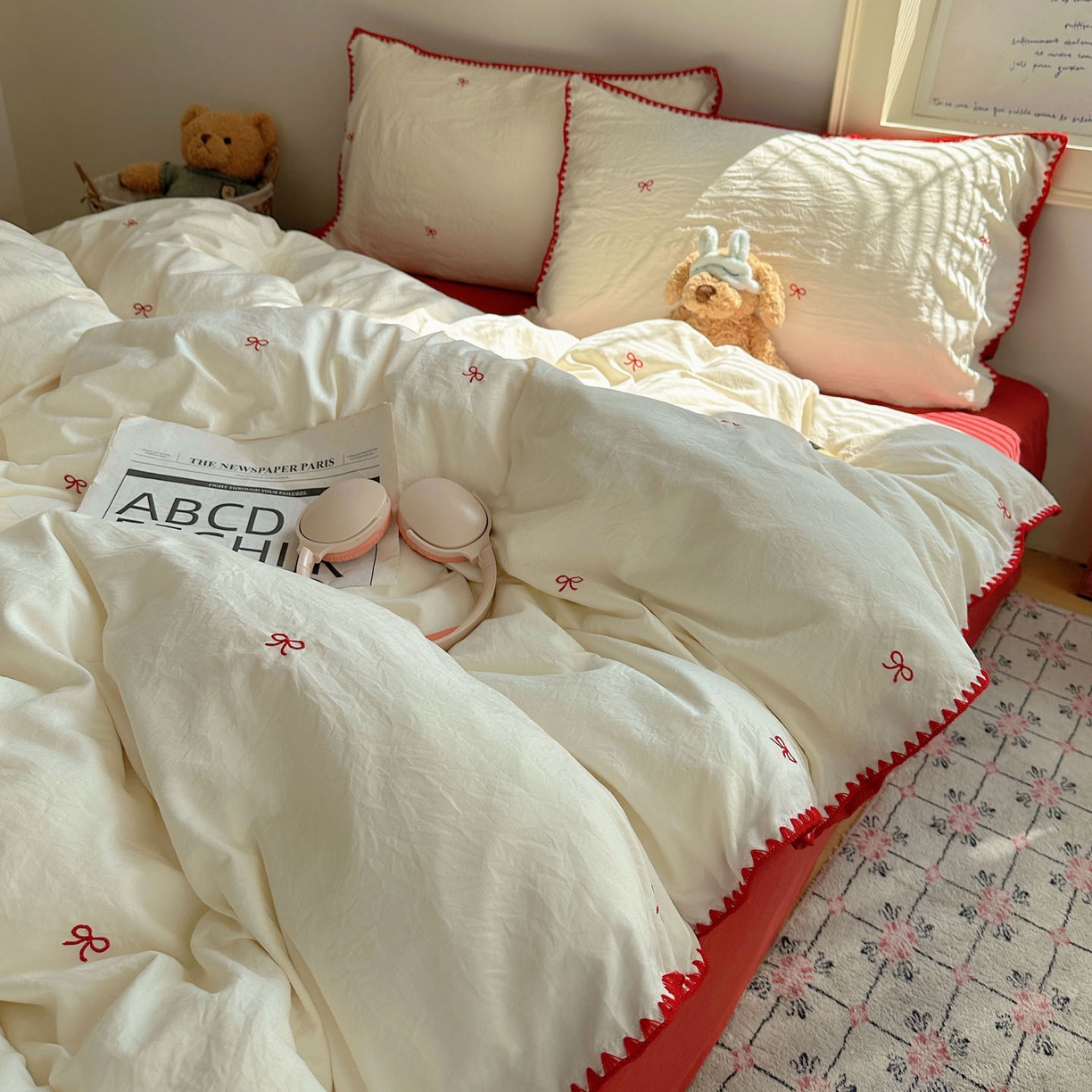 91家纺网 家纺一手货源 找家纺 顾里家纺 2025新款ins韩风刺绣云朵棉四件套 港风梦境