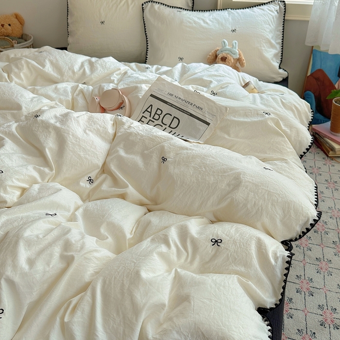 91家纺网 家纺一手货源 找家纺 （总）顾里家纺 2025新款ins韩风刺绣云朵棉四件套