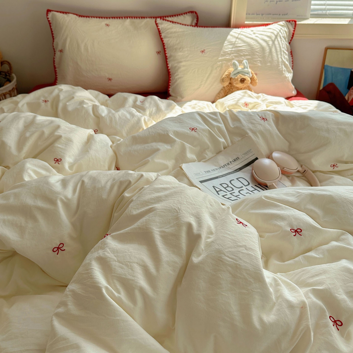 91家纺网 家纺一手货源 找家纺 顾里家纺 2025新款ins韩风刺绣云朵棉四件套 港风梦境