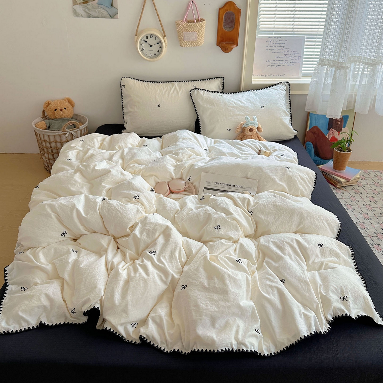 91家纺网 家纺一手货源 找家纺 顾里家纺 2025新款ins韩风刺绣云朵棉四件套 赫本梦境