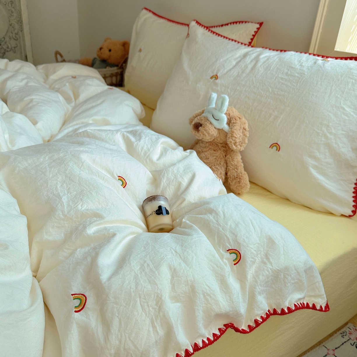 91家纺网 家纺一手货源 找家纺 （总）顾里家纺 2025新款ins韩风刺绣云朵棉四件套