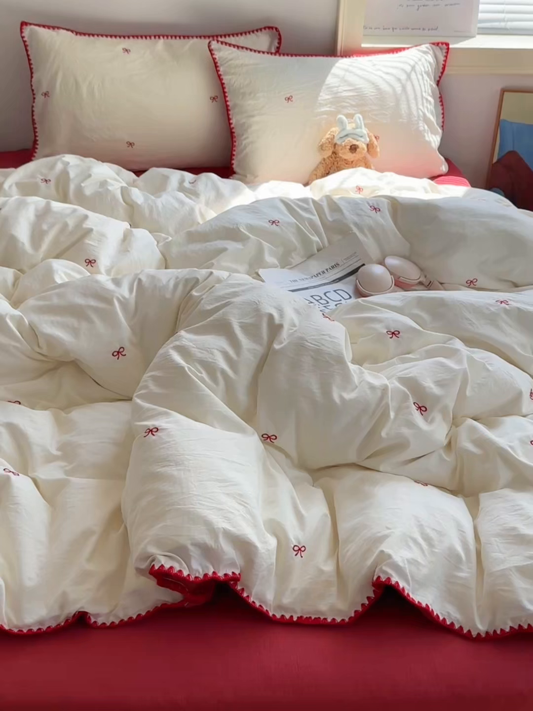 91家纺网 家纺一手货源 找家纺 顾里家纺 2025新款ins韩风刺绣云朵棉四件套 港风梦境