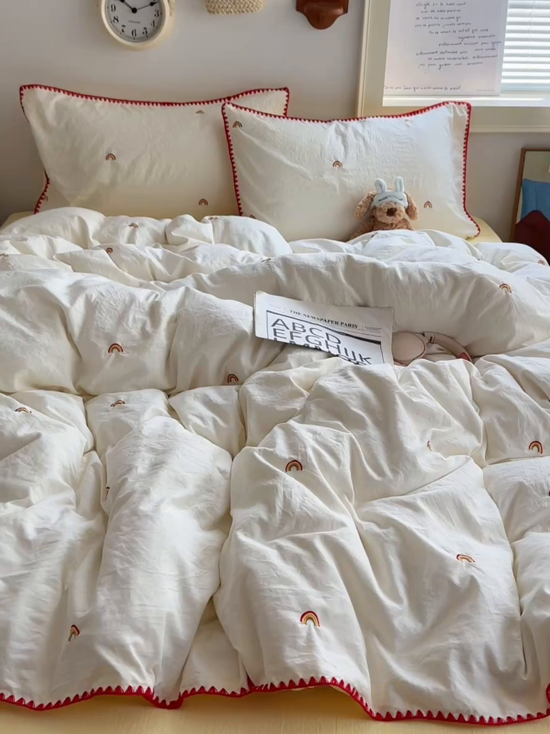 91家纺网 家纺一手货源 找家纺 （总）顾里家纺 2025新款ins韩风刺绣云朵棉四件套