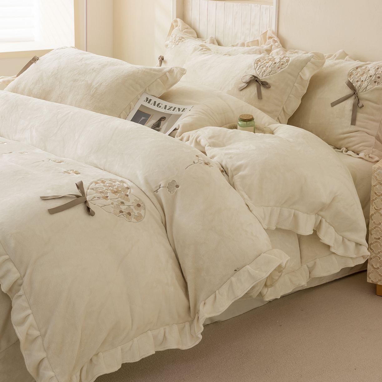 （总）卡初家居（原微来） 2025新款A类秋冬亲肤牛奶绒刺绣款四件套-谧语系列（提供买家秀）