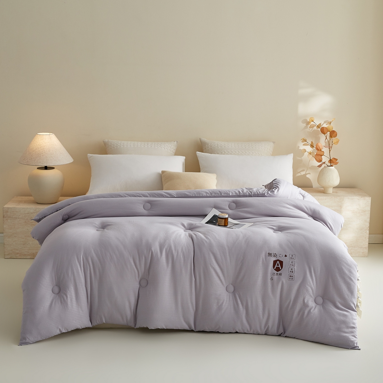 91家纺网 家纺一手货源 找家纺 帕芬鸟家纺 2025新款无染柔软大豆纤维被子被芯 无染灰色