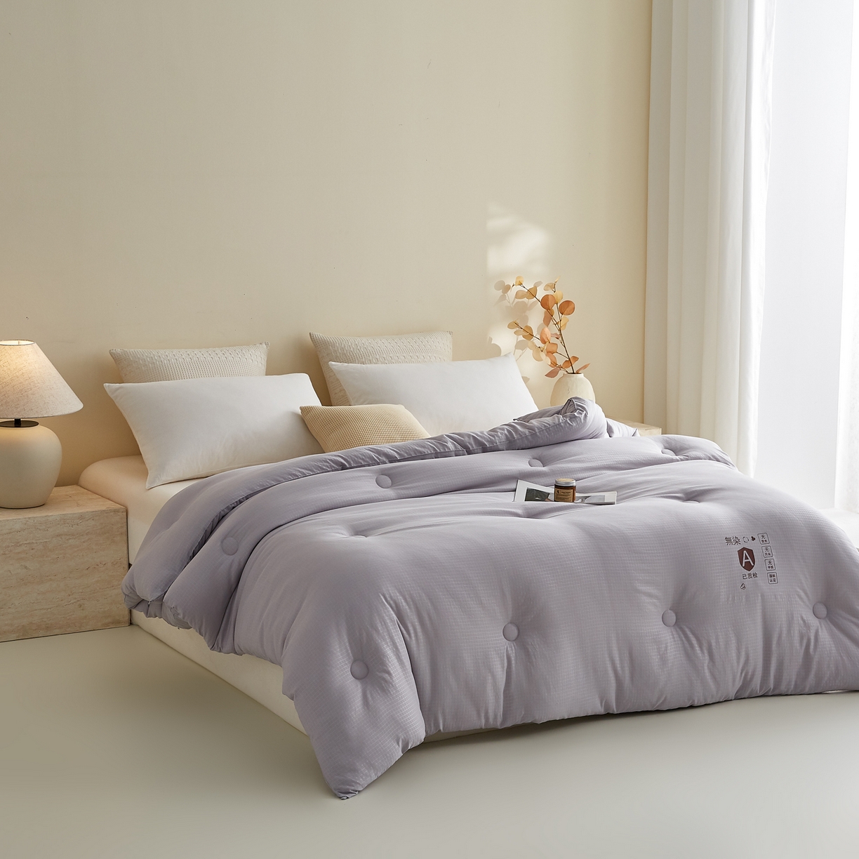 91家纺网 家纺一手货源 找家纺 帕芬鸟家纺 2025新款无染柔软大豆纤维被子被芯 无染灰色
