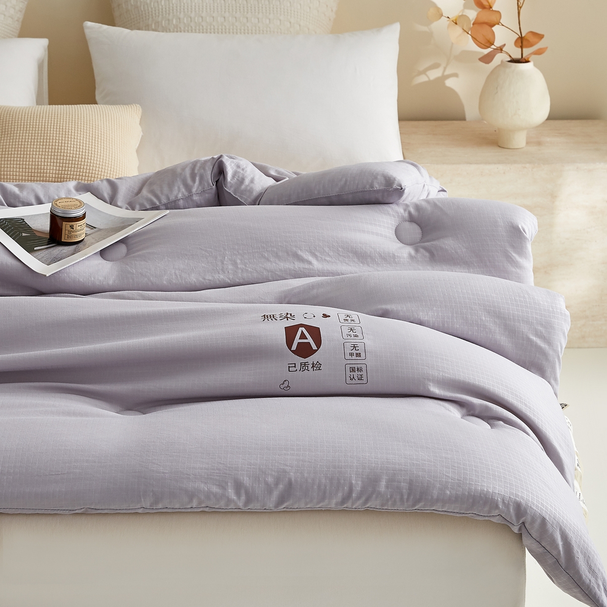 91家纺网 家纺一手货源 找家纺 帕芬鸟家纺 2025新款无染柔软大豆纤维被子被芯 无染灰色