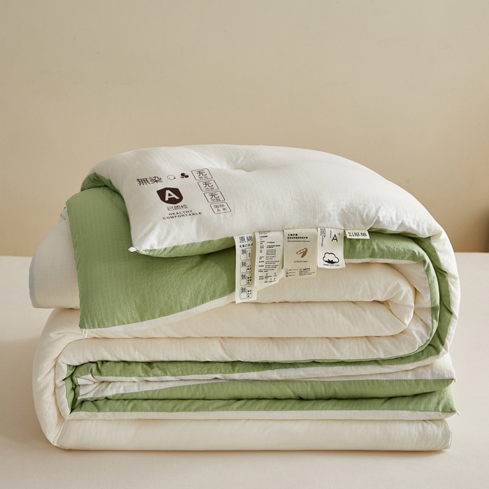 帕芬鸟家纺 2025新款无染柔软大豆纤维被子被芯 无染米拼绿