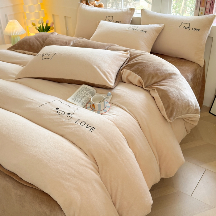 （总）梦恬佳 2025新款亲肤舒适牛奶绒刺绣四件套