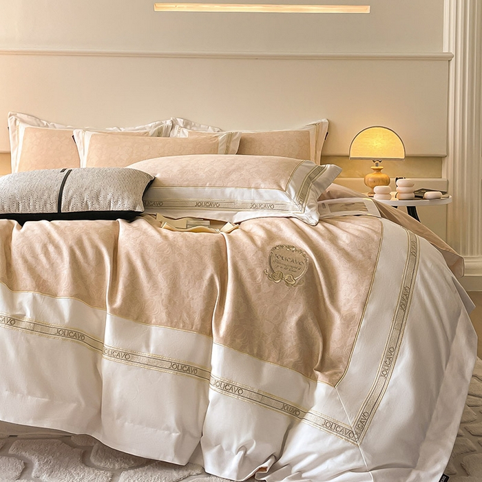 91家纺网 家纺一手货源 找家纺 2025年新款秋冬加厚A类全棉磨毛双面保暖四件套纯棉数码印花全工艺刺绣轻奢风床上用品 香颂黄