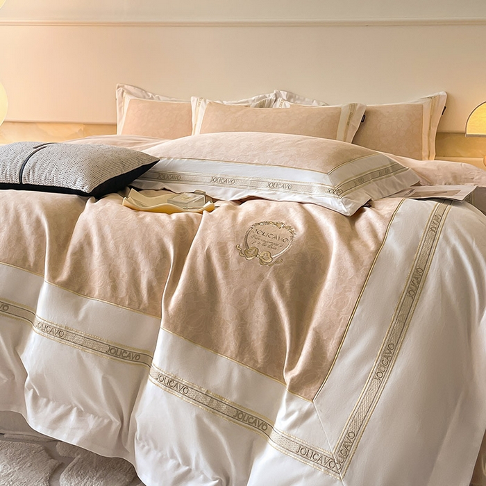 91家纺网 家纺一手货源 找家纺 2025年新款秋冬加厚A类全棉磨毛双面保暖四件套纯棉数码印花全工艺刺绣轻奢风床上用品 香颂黄