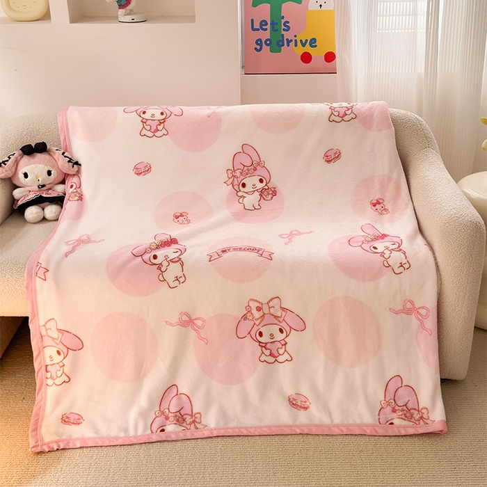 91家纺网 家纺一手货源 找家纺 （总）初念 2025新款正版三丽鸥双面印花牛奶绒多功能四季款毛毯空调毯（撸猫触感，双倍柔软）（提供买家秀）