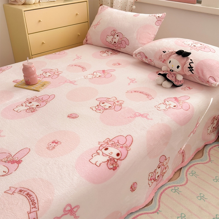 91家纺网 家纺一手货源 找家纺 初念 2025新款正版三丽鸥双面印花牛奶绒多功能四季款毛毯空调毯（撸猫触感，双倍柔软）（提供买家秀） 舒芙蕾-心动美乐蒂