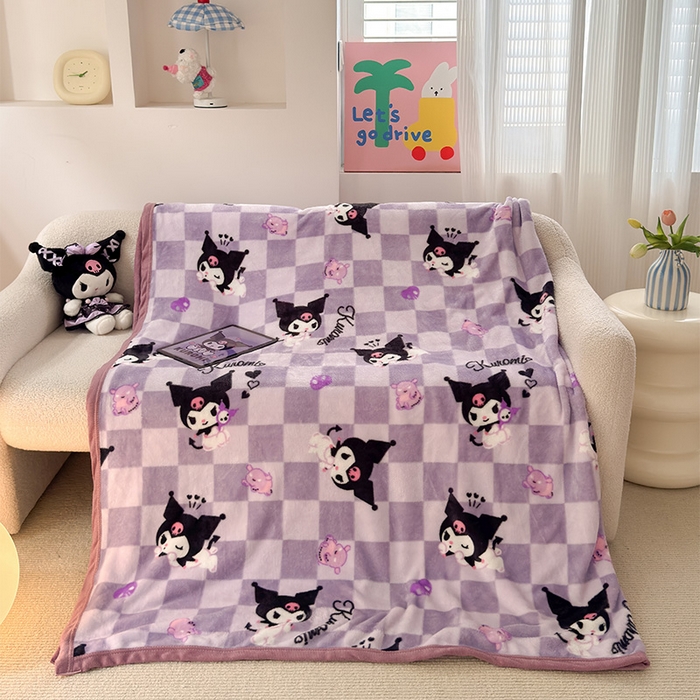 91家纺网 家纺一手货源 找家纺 （总）初念 2025新款正版三丽鸥双面印花牛奶绒多功能四季款毛毯空调毯（撸猫触感，双倍柔软）（提供买家秀）