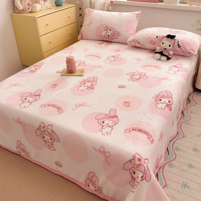 91家纺网 家纺一手货源 找家纺 初念 2025新款正版三丽鸥双面印花牛奶绒多功能四季款毛毯空调毯（撸猫触感，双倍柔软）（提供买家秀） 舒芙蕾-心动美乐蒂