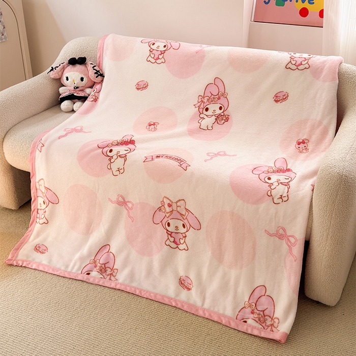 91家纺网 家纺一手货源 找家纺 初念 2025新款正版三丽鸥双面印花牛奶绒多功能四季款毛毯空调毯（撸猫触感，双倍柔软）（提供买家秀） 舒芙蕾-心动美乐蒂