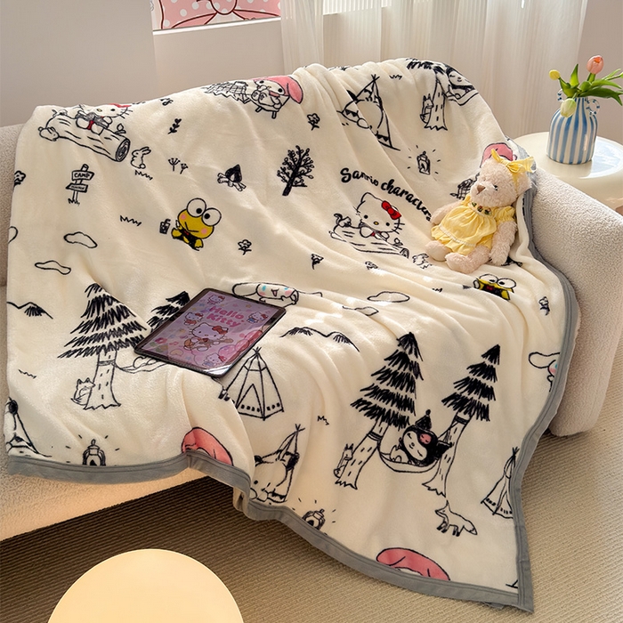 91家纺网 家纺一手货源 找家纺 初念 2025新款正版三丽鸥双面印花牛奶绒多功能四季款毛毯空调毯（撸猫触感，双倍柔软）（提供买家秀） 舒芙蕾-欧欧家族