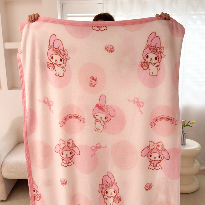 91家纺网 家纺一手货源 找家纺 初念 2025新款正版三丽鸥双面印花牛奶绒多功能四季款毛毯空调毯（撸猫触感，双倍柔软）（提供买家秀） 舒芙蕾-心动美乐蒂